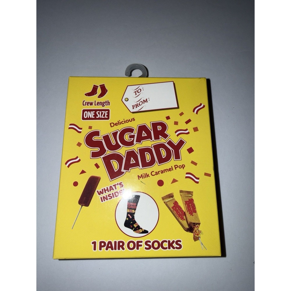 Sugar Daddy Unisex Crew Socks Black One Size Novelty Candy Gift Fun Formal NWT